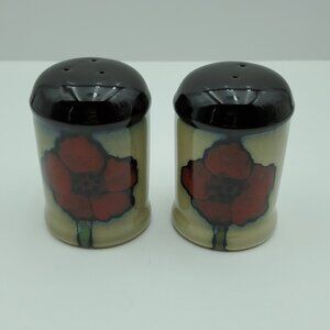 Pfaltzgraff Painted Poppies Salt & Pepper Shakers Floral Stoneware Shaker Set